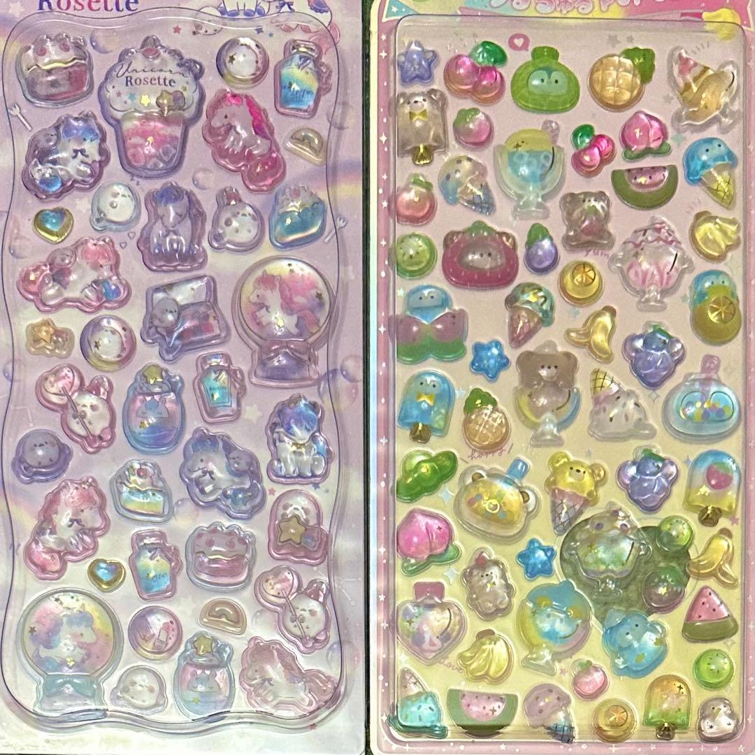 【12枚セット】SHANLE製立体ぷっくりシールまとめ売り硬いタイプうるちゅる系