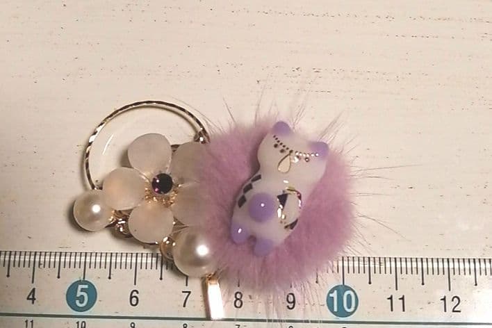 お花とファーにゃんこのポニーフック、ぐで猫