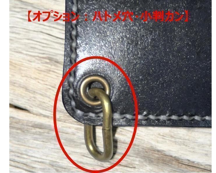 ミドルトラッカーウォレット/栃木レザー/黒色/ステッチ白色/フルハンドメイド