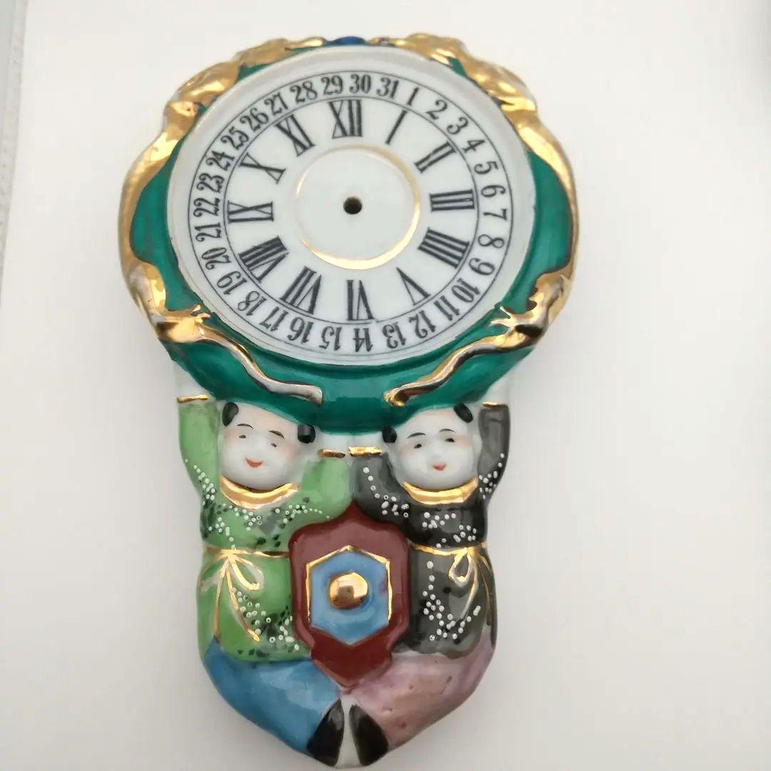 値下【希少美品・戦前】 陶器の掛時計型花瓶 日本製３個