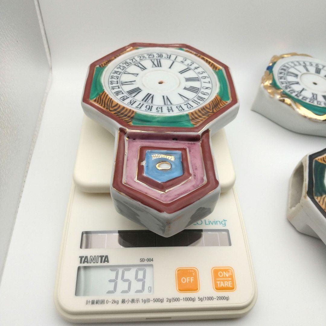 値下【希少美品・戦前】 陶器の掛時計型花瓶 日本製３個