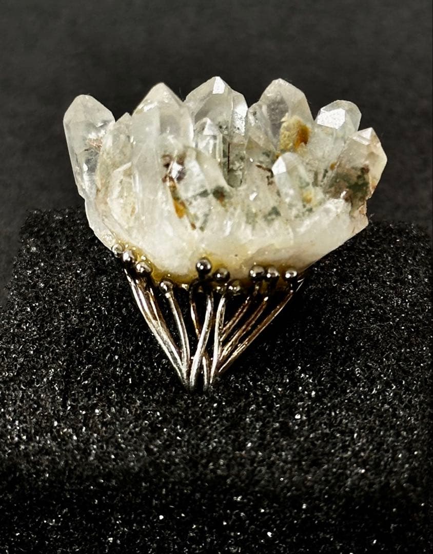 ヒマラヤ水晶 クラスタ原石リング 一点物 クラシカル台座 大粒