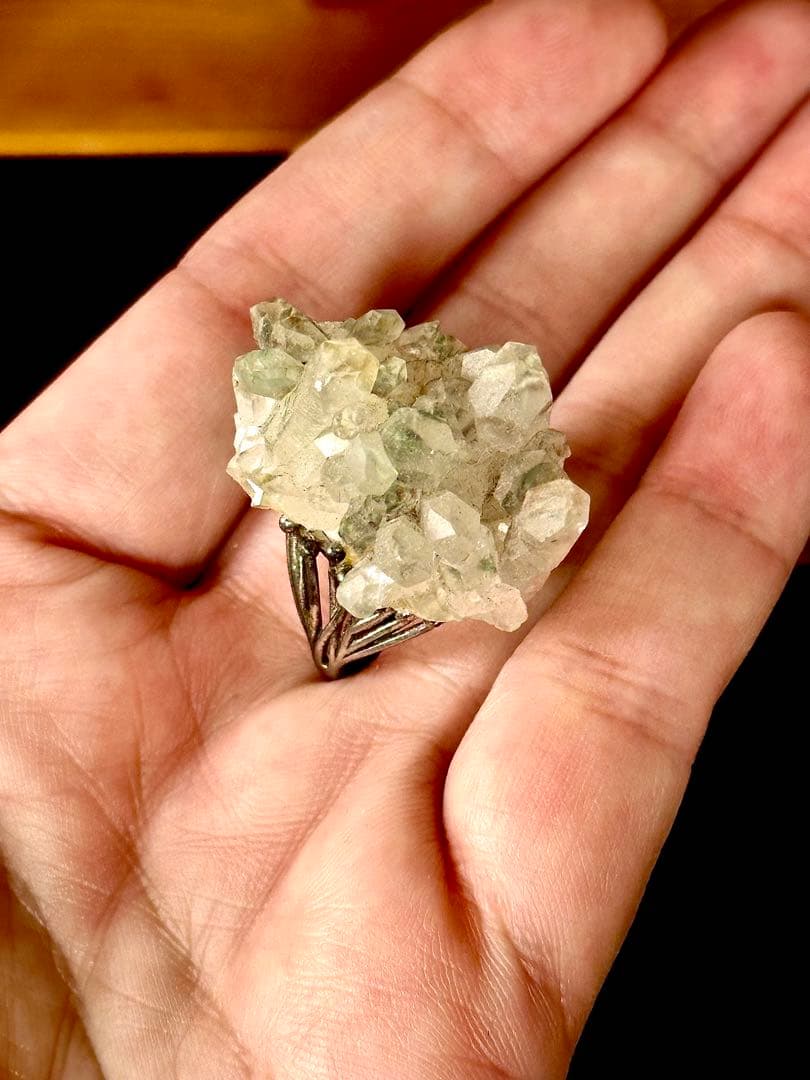 ヒマラヤ水晶 クラスタ原石リング 一点物 クラシカル台座 大粒