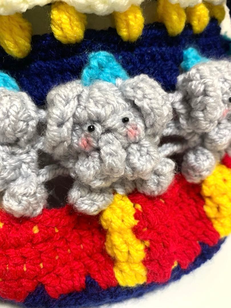 ぞうさん サーカス ハンドバッグ 編み物
