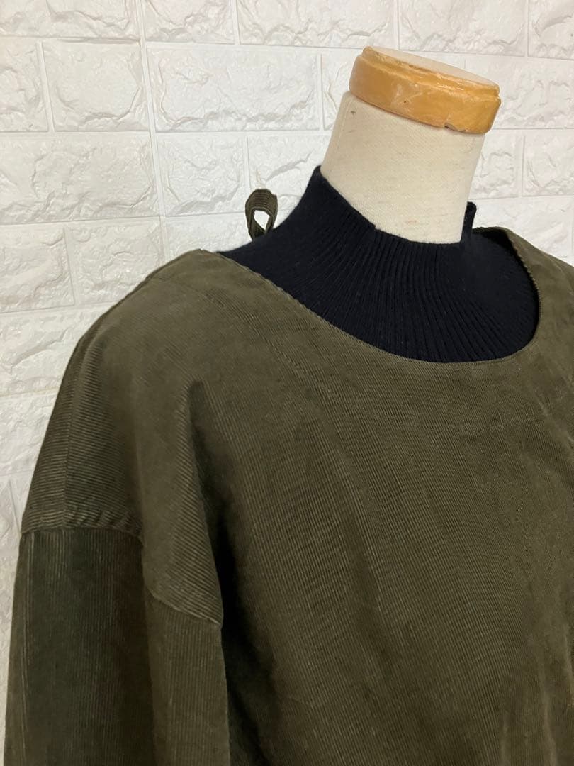 新品☆カーキーコールテンエプロン☆えぷろん割烹着