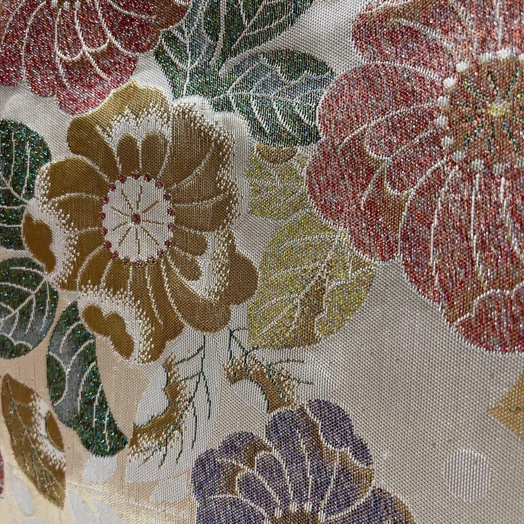 ❷帯リメイクバッグ【辻ヶ花】金色 箔 高級正絹 帯(未使用帯？)大／Dカン・底板