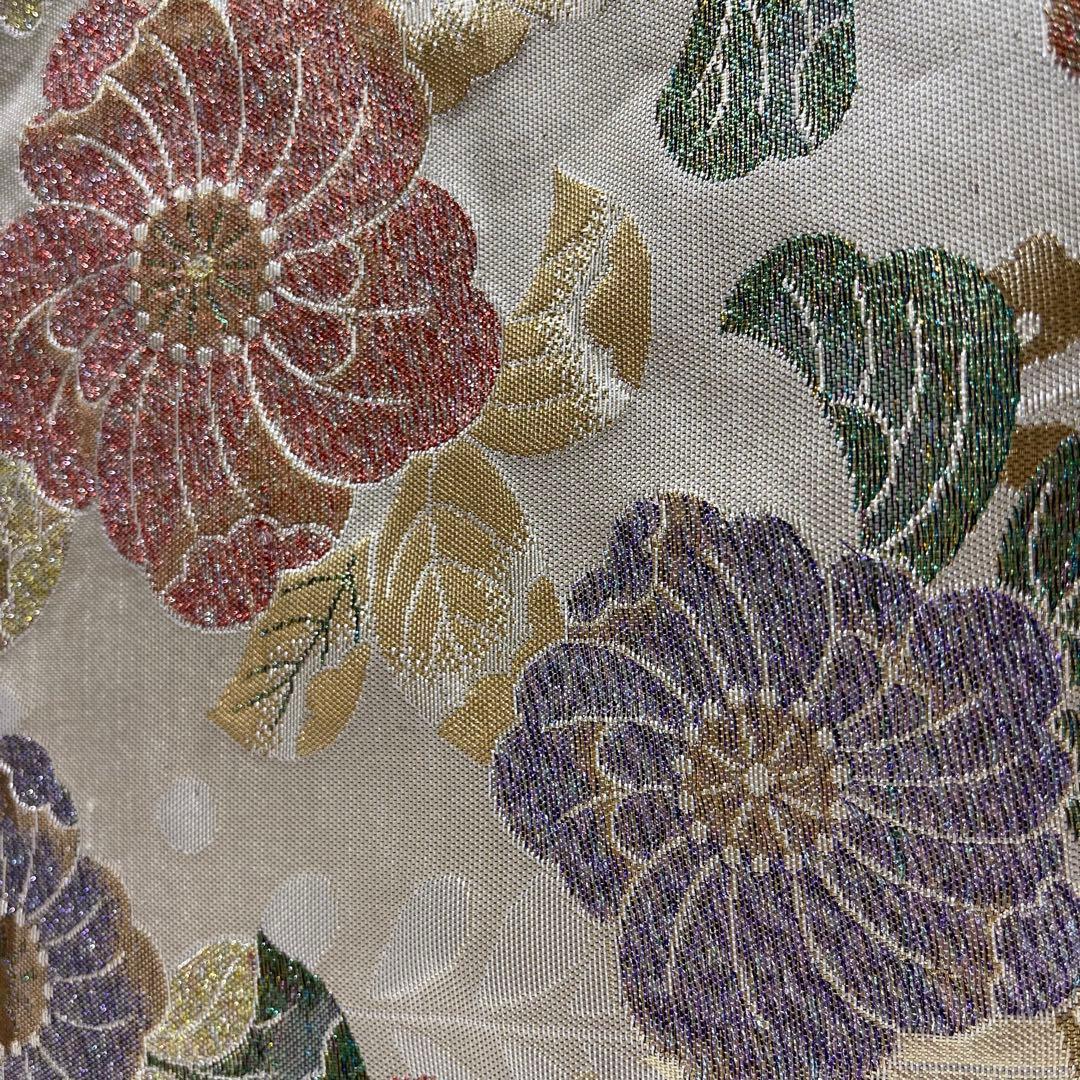 ❷帯リメイクバッグ【辻ヶ花】金色 箔 高級正絹 帯(未使用帯？)大／Dカン・底板