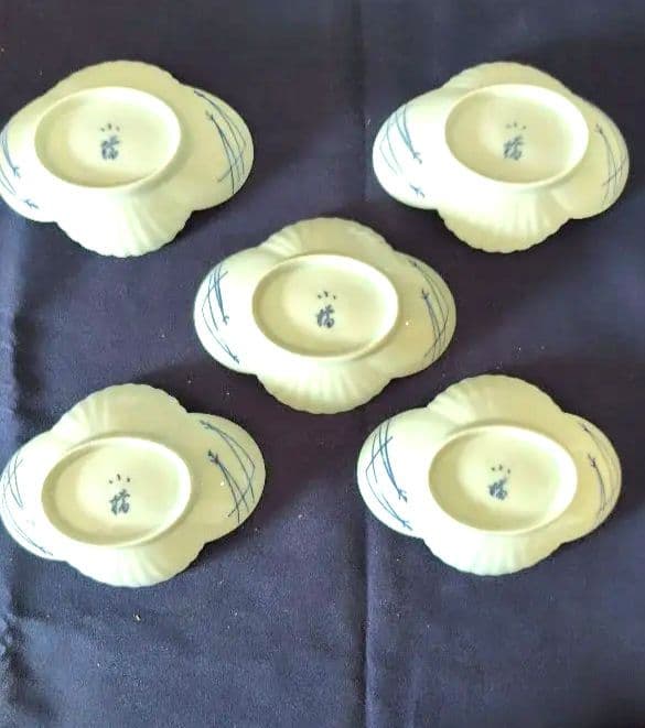 染付　海辺絵　向附　5枚セット　※メルカリのみ出品