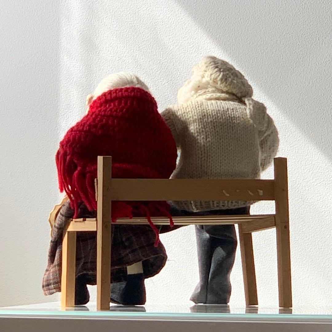 【創作人形】作家 一点物　木製ベンチ付き　昭和レトロ