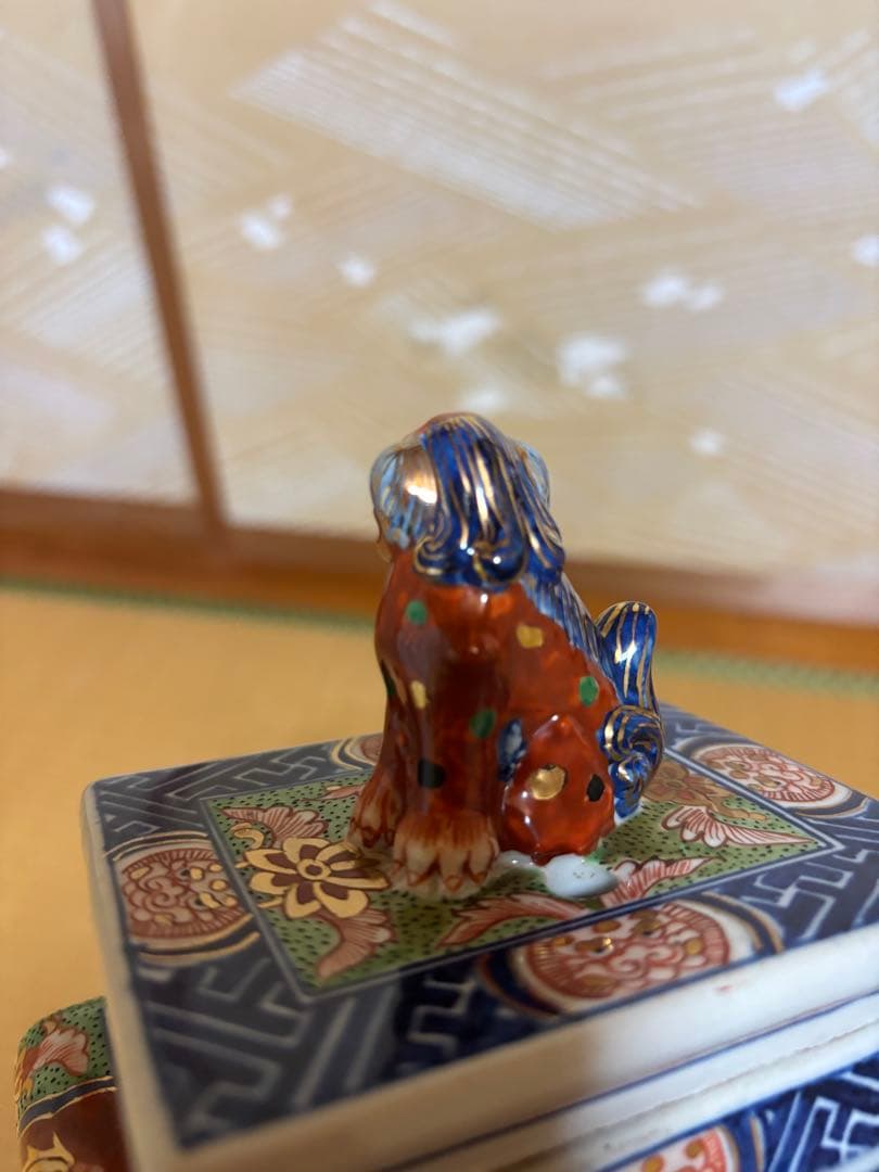 香炉　唐獅子　古伊万里色絵、タコ唐草香炉　コレクション、陶芸　ヴィンテージ