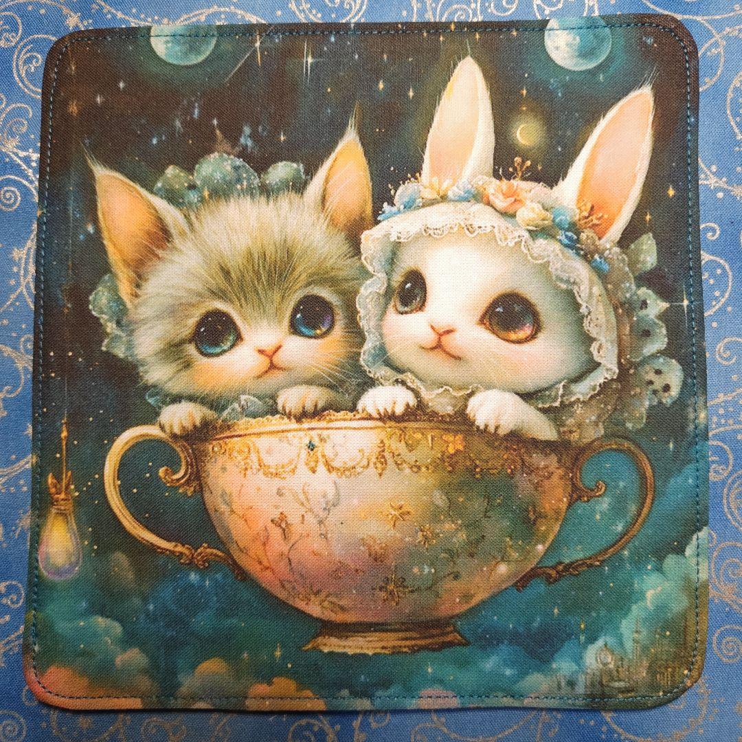 yourelia　 4重ハンカチ　ポメラニアン柄