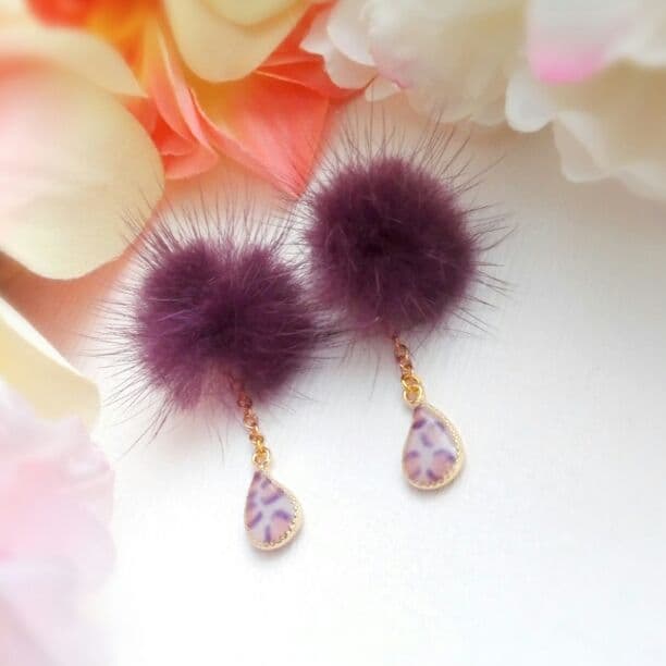 売れました　ファーアニマル　イヤリング