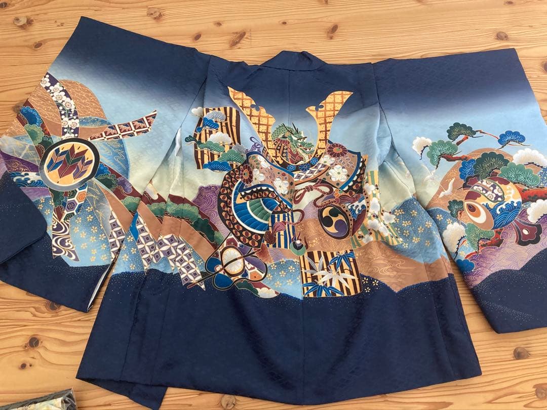 七五三　羽織、袴4点セット　小物付き　男の子　5歳