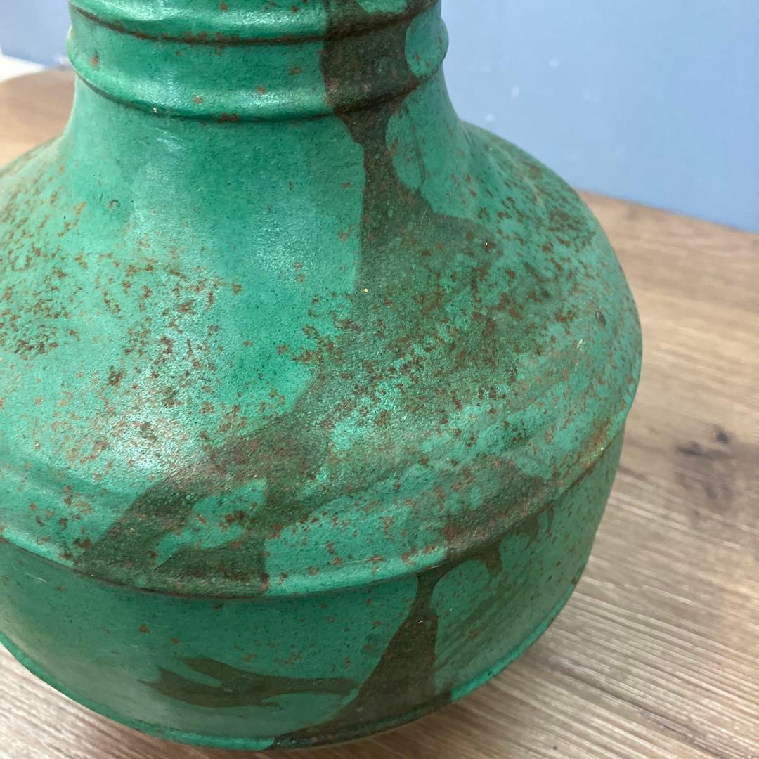 4F 花瓶 花器 一輪挿し グリーン 青銅調 金属製 インテリア 骨董 古道具