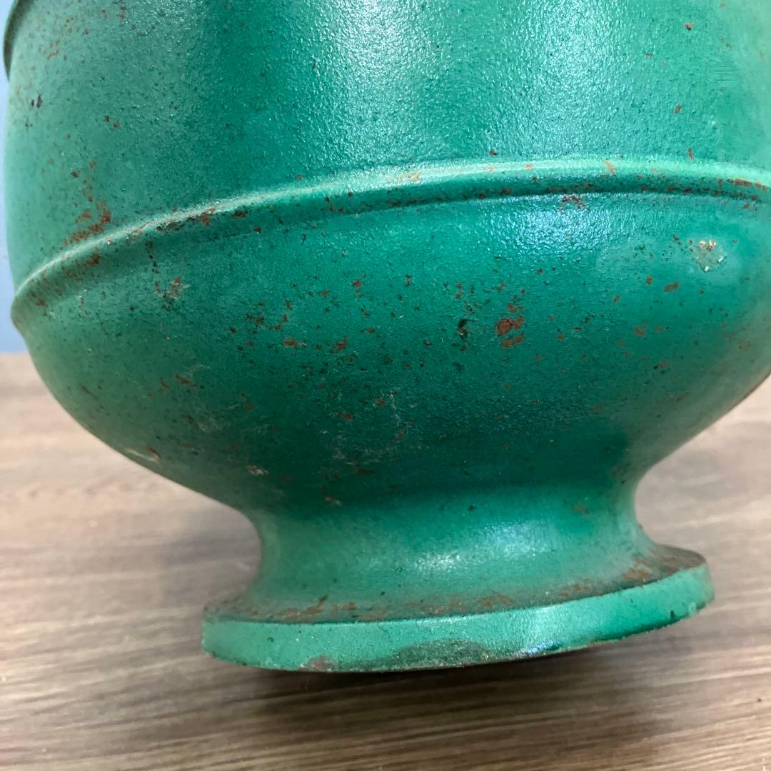 4F 花瓶 花器 一輪挿し グリーン 青銅調 金属製 インテリア 骨董 古道具