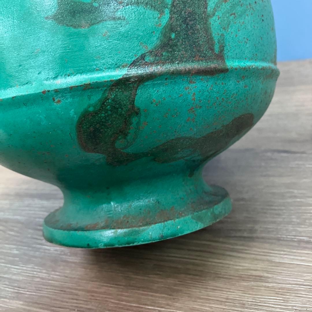 4F 花瓶 花器 一輪挿し グリーン 青銅調 金属製 インテリア 骨董 古道具