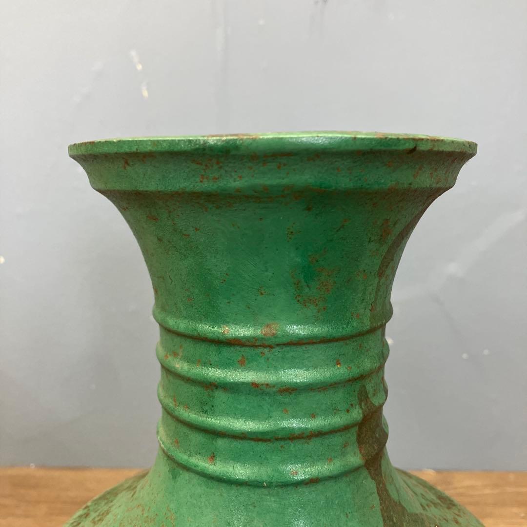 4F 花瓶 花器 一輪挿し グリーン 青銅調 金属製 インテリア 骨董 古道具