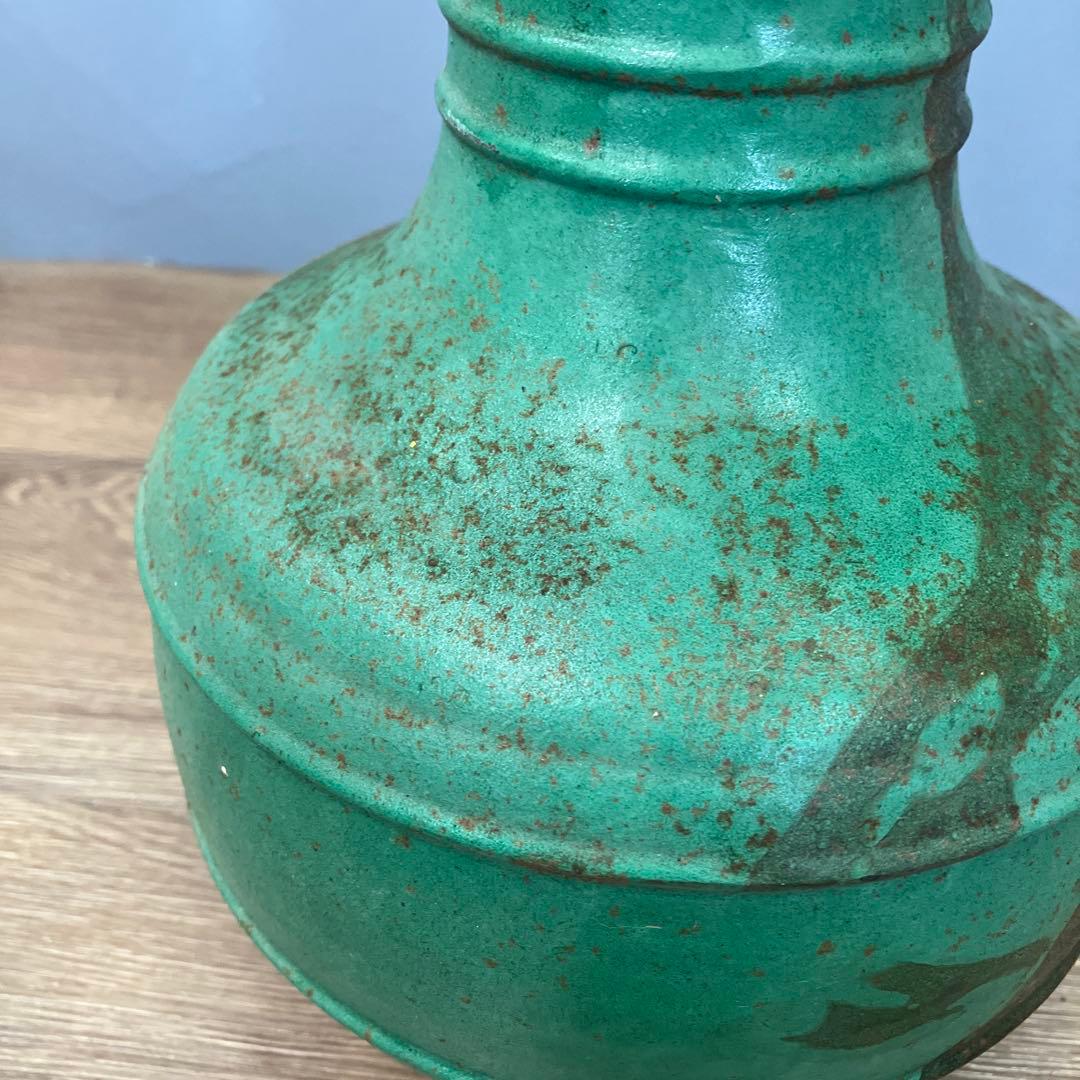 4F 花瓶 花器 一輪挿し グリーン 青銅調 金属製 インテリア 骨董 古道具