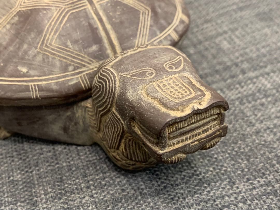 唐物 中国古玩 中国亀硯 亀 硯 16×11cm 重さ1240g 箱 骨董