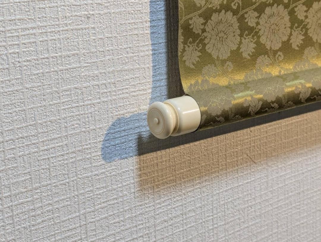 【真作】掛軸　達磨図　墨彩仏画　書と画の共作風作品　合箱入　U131