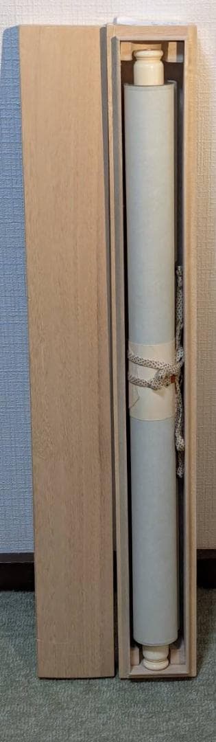 【真作】掛軸　達磨図　墨彩仏画　書と画の共作風作品　合箱入　U131