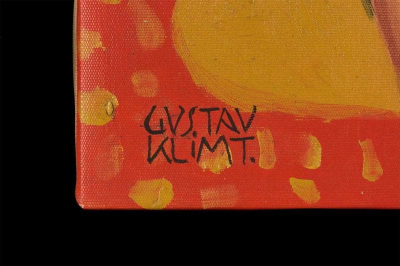 グスタフ・クリムト　油彩　肉筆『母子像』表サイン　F8号　額無　b918