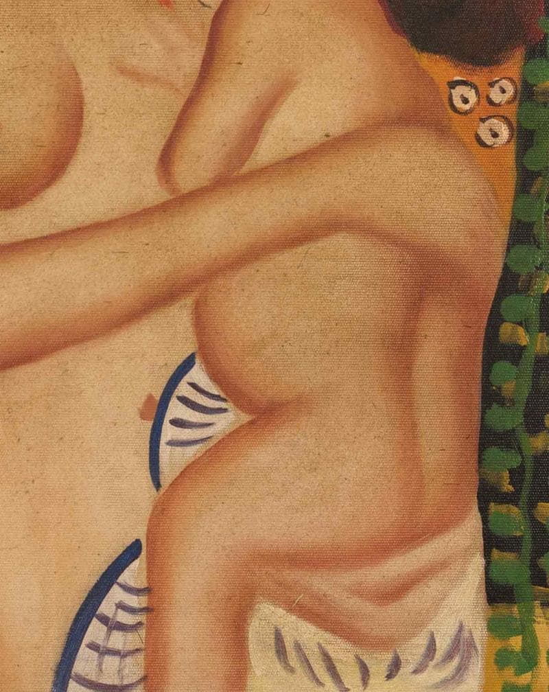 グスタフ・クリムト　油彩　肉筆『母子像』表サイン　F8号　額無　b918