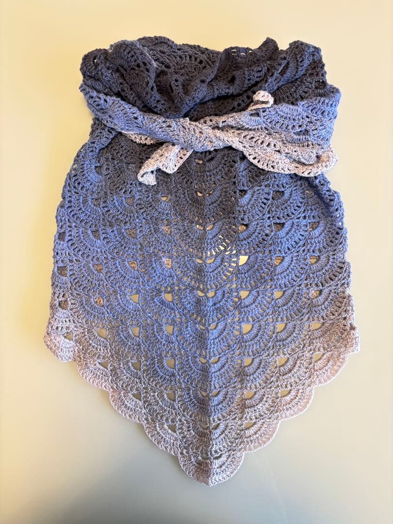 三角・バレエショール　年中使用可　綿100% ヨーロッパ輸入糸　ブルー系