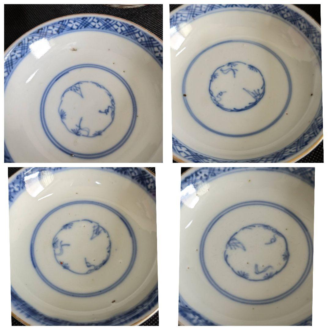 古伊万里 手描き 蓋付き 茶碗 4客 アンティーク ヴィンテージ
