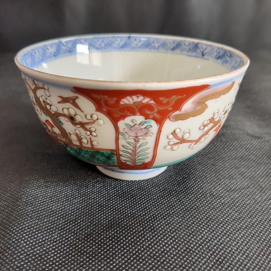 古伊万里 手描き 蓋付き 茶碗 4客 アンティーク ヴィンテージ