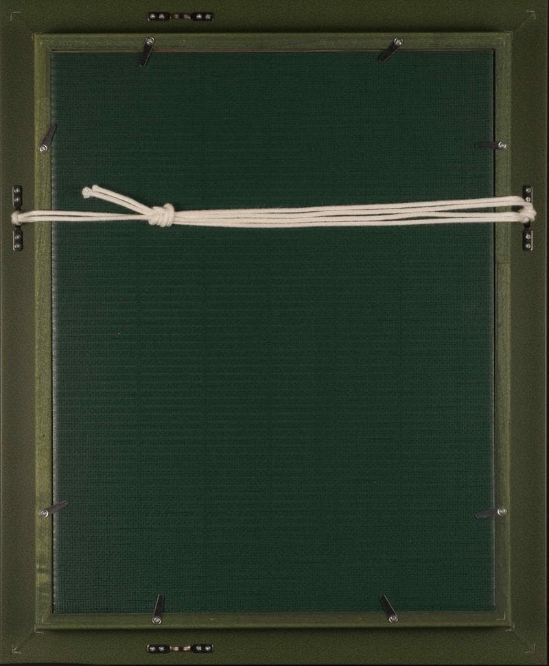 ミロ　ミクストメディア　肉筆『魚』表と裏サイン　画廊シール　F6号　額　b948