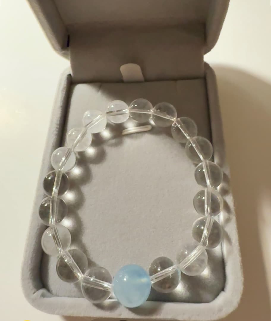 天然白水晶プラスアクアマリンブレスレット10mm