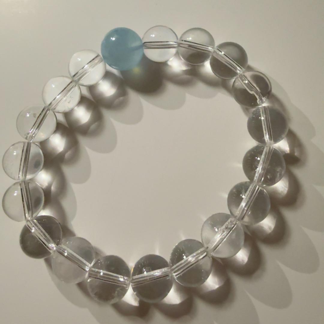 天然白水晶プラスアクアマリンブレスレット10mm