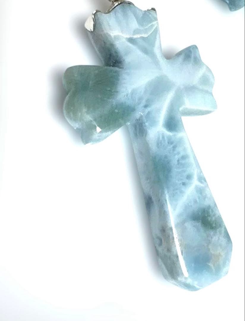 ドミニカ共和国産　ラリマー　クロスモチーフ特大ペンダント　② S925