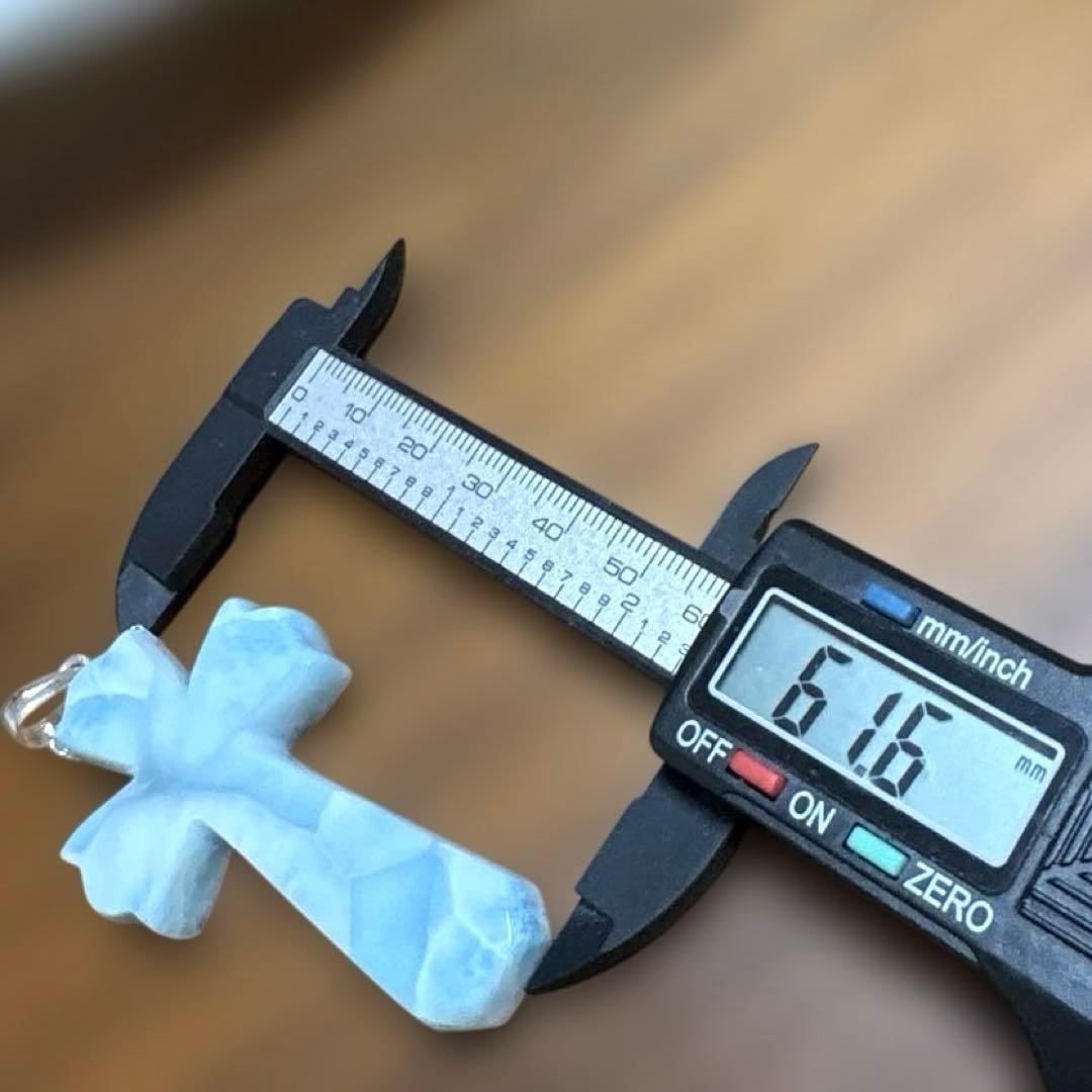 ドミニカ共和国産　ラリマー　クロスモチーフ特大ペンダント　② S925