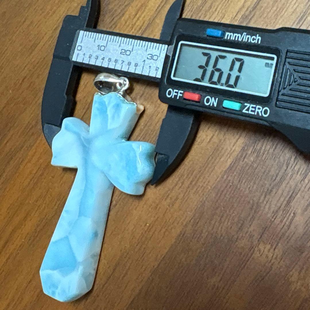 ドミニカ共和国産　ラリマー　クロスモチーフ特大ペンダント　② S925