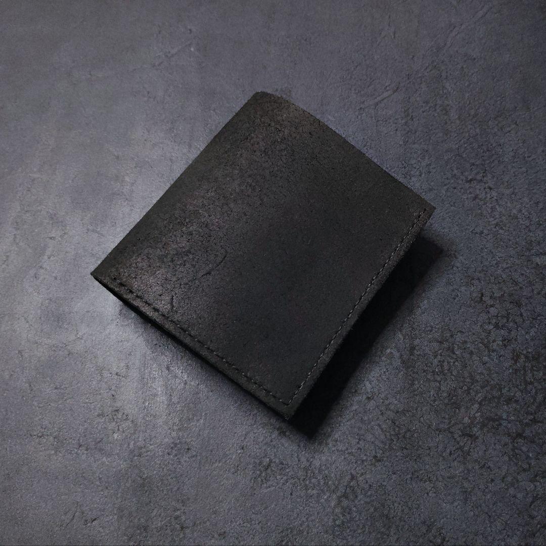 【スエードレザー】薄い二つ折り財布　ハンドメイド 手縫い プレゼント