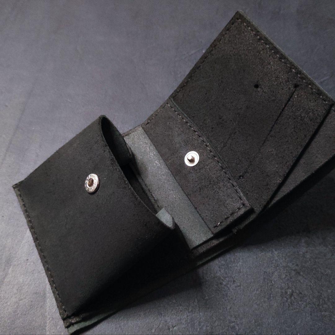 【スエードレザー】薄い二つ折り財布　ハンドメイド 手縫い プレゼント