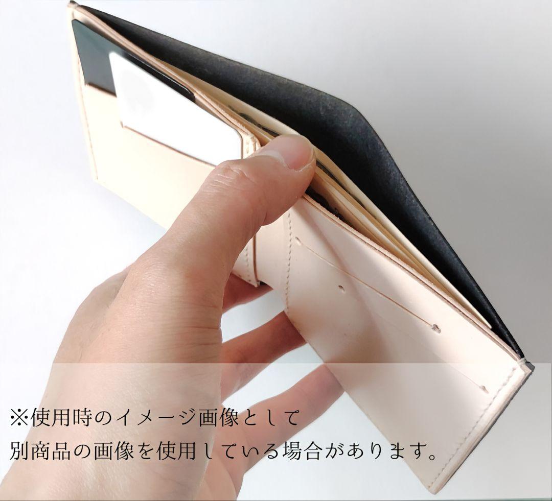 【スエードレザー】薄い二つ折り財布　ハンドメイド 手縫い プレゼント