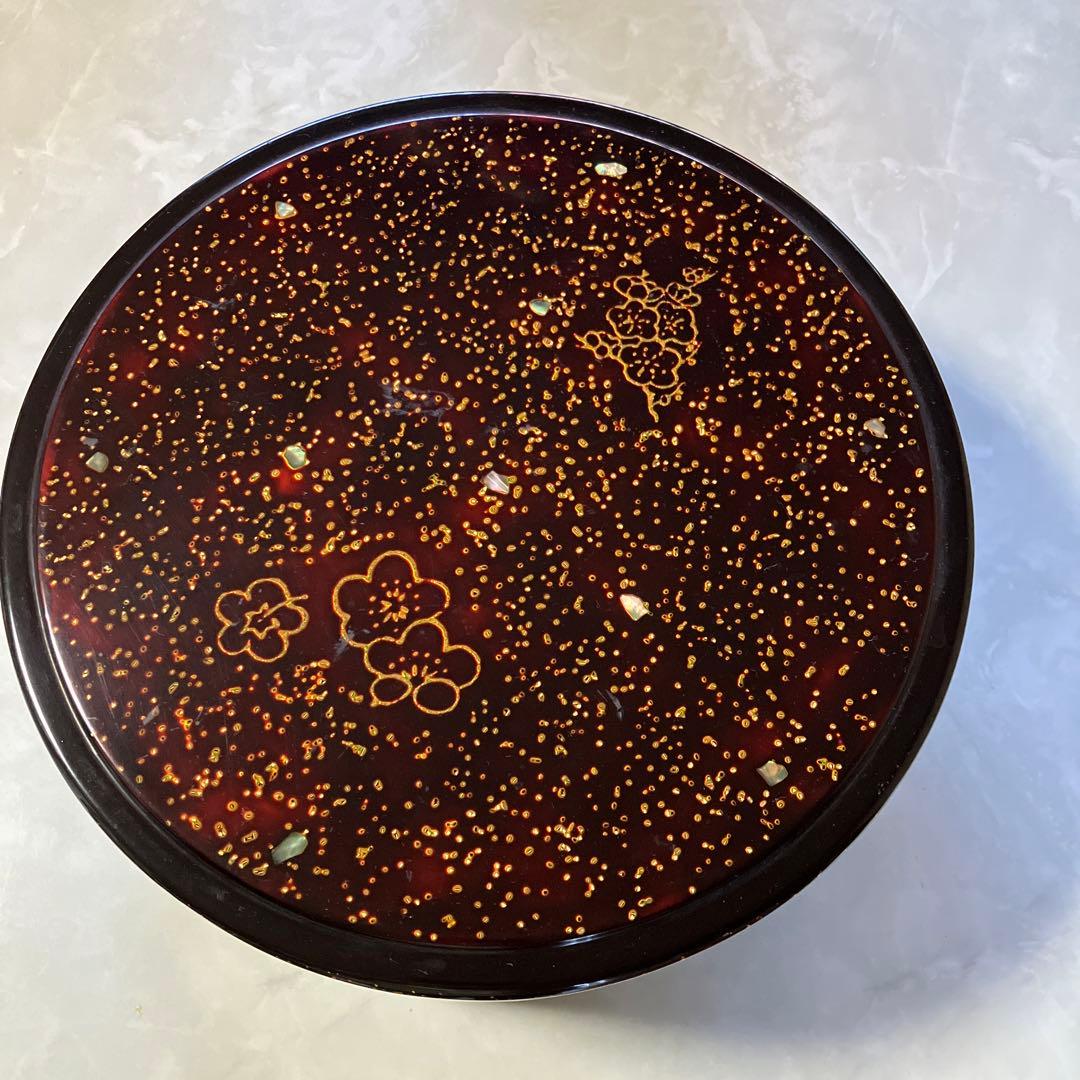 茶びつ 箱膳 高級木製漆器 螺鈿 梅花