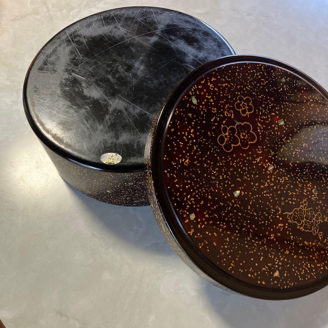 茶びつ 箱膳 高級木製漆器 螺鈿 梅花