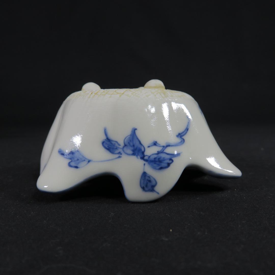 向付 豆皿 2セット 染付 花鳥文 変形 花形 変り物 禎山造 在銘