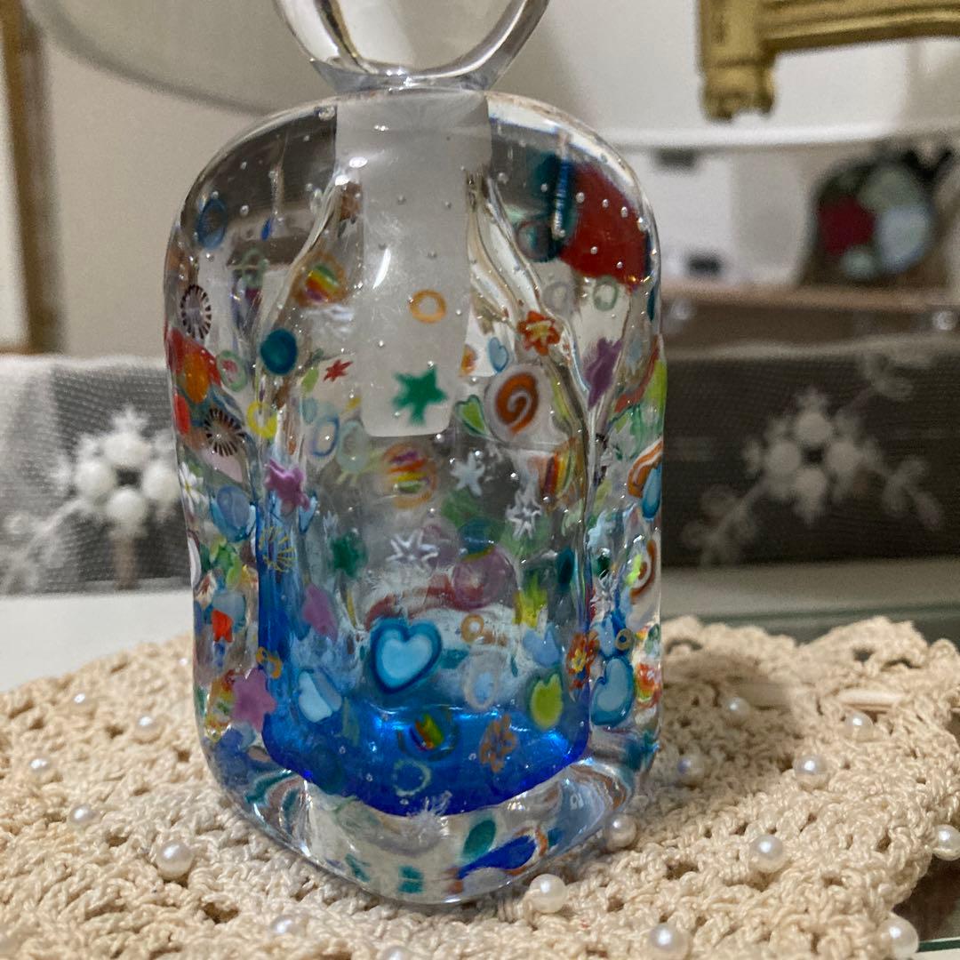 ガラス作家　ビックリキレイな細工がステキな一点物　香水ビン
