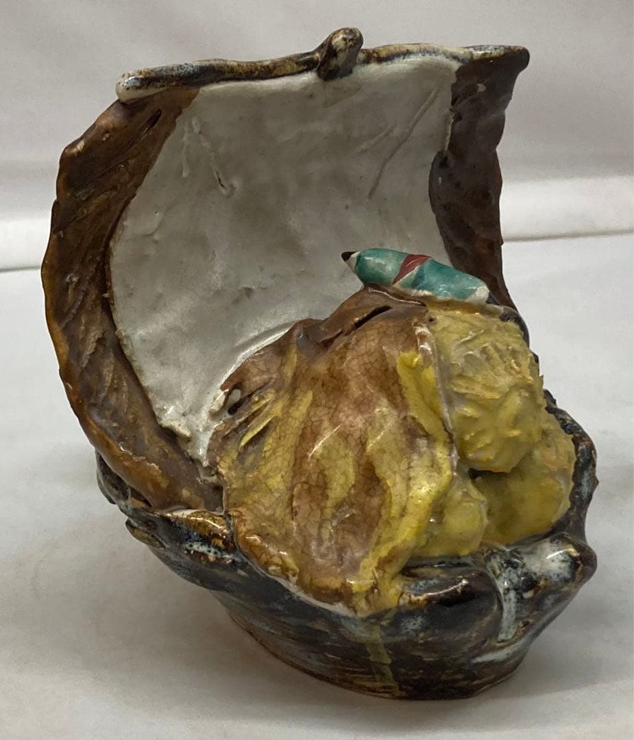 B192s  「宝船  置物」浅見安兵衛作　共箱　京焼　床飾