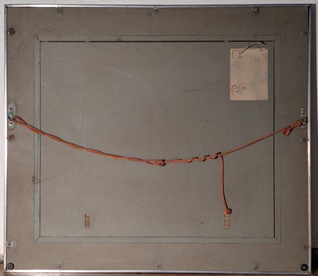 【真作】絵画　日本画10号　雲海にそびえる富士　荘厳な山岳画額装　Z23