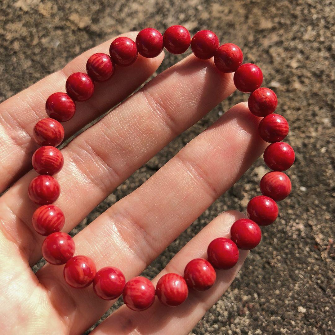 【新品・主玉6.47~6.59mm】血赤珊瑚 ブレスレット