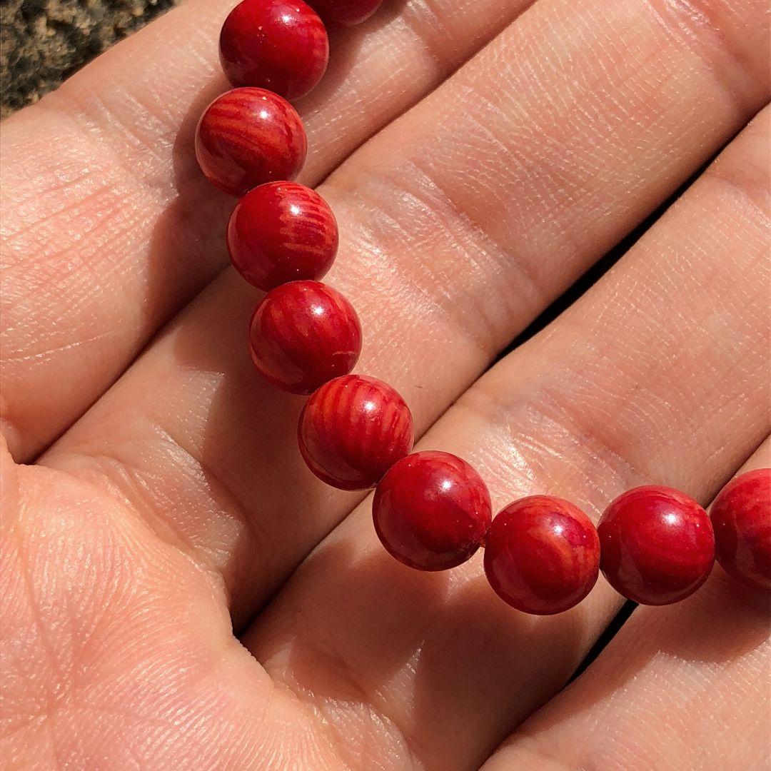 【新品・主玉6.47~6.59mm】血赤珊瑚 ブレスレット