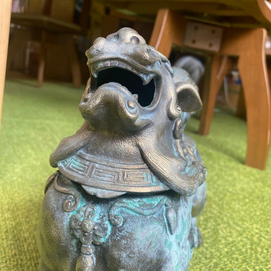 獅子の像 真鍮　狛獅子　狛犬　香炉　置物　オブジェ