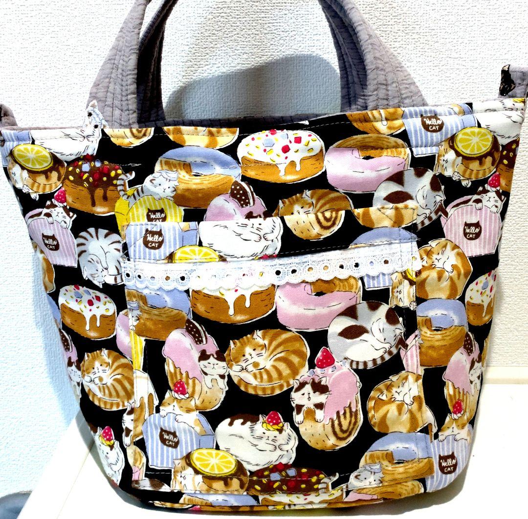 ゆ*ら様 新柄ハチワレ猫ちゃん（黄色）ヌビバケツトート♡　コヤンイサムチョン　ハ