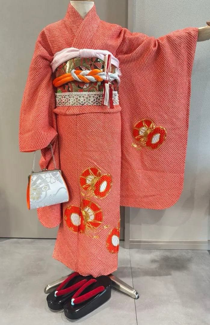 総絞り　七五三　正絹　着物　フルセット